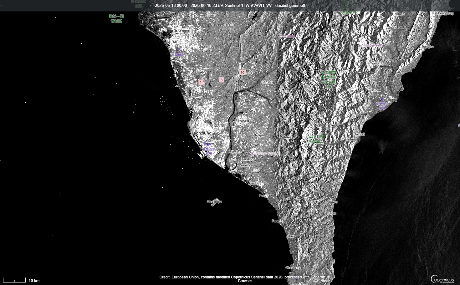 Sentinel 1 SAR • Kaohsiung, Taiwan • 11 JUN 2026